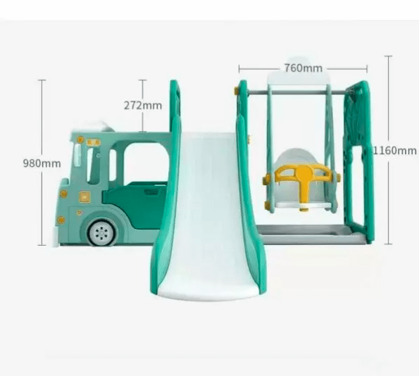 ALL 4 KIDS Lucas  Baby Slider and Swing Play Center with Bus - Green