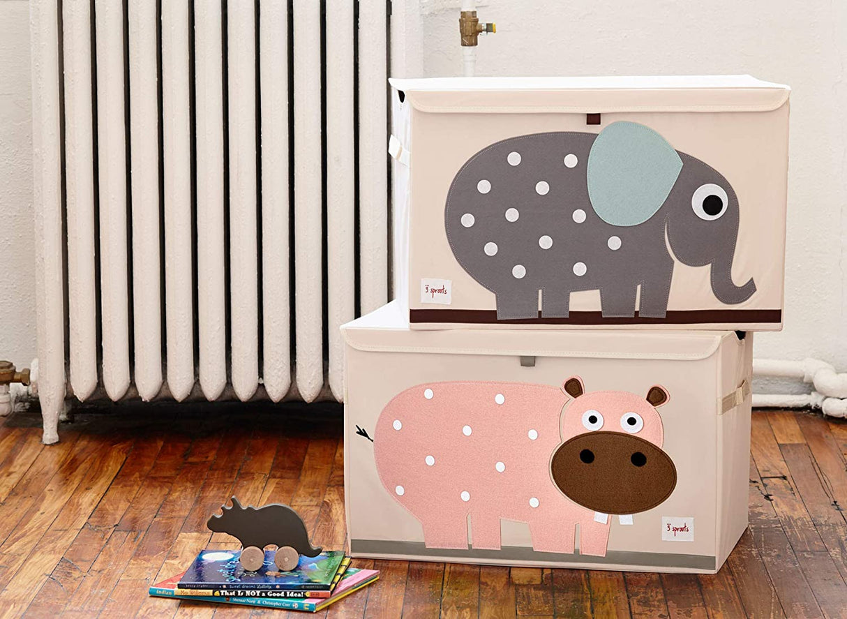 3 Sprouts Fabric Toy Chest - Pink Hippo