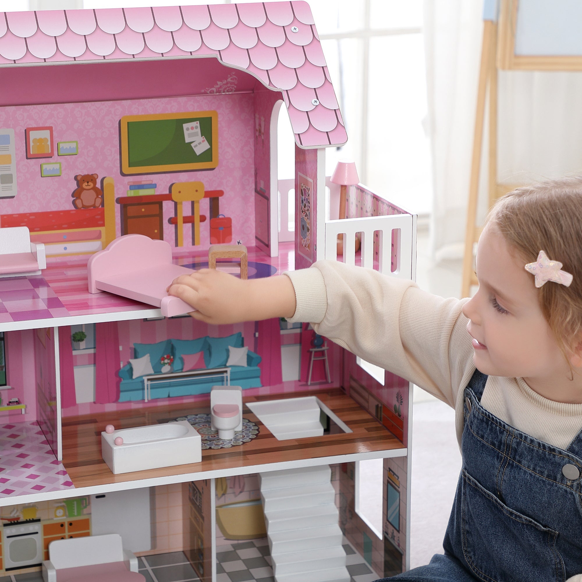 ALL 4 KIDS 3 Level Paisley Dollhouse with Furniture