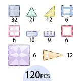 MNTL Pastel Star Magnetic Tile 120 Pcs Set