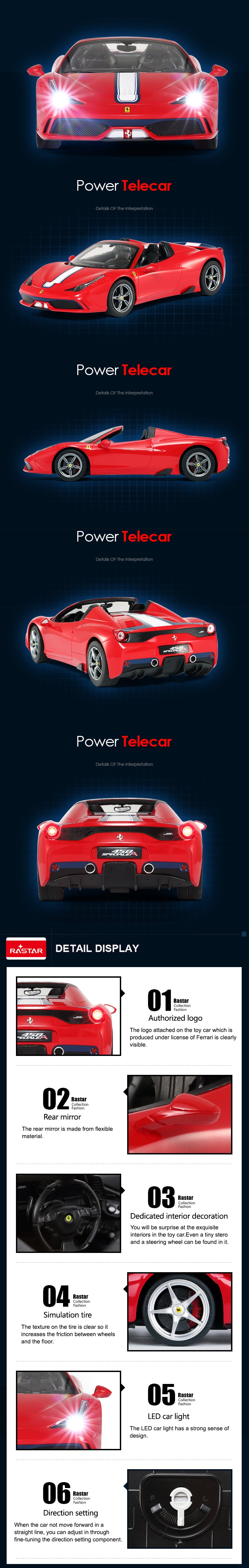 Rastar Licensed 1:14 Radio Control Car - Ferrari 458 Speciale A