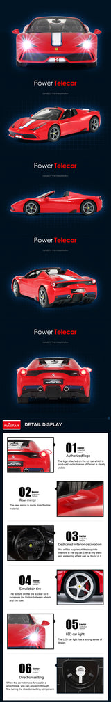 Rastar Licensed 1:14 Radio Control Car - Ferrari 458 Speciale A