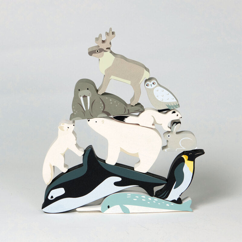 Tender Leaf Toys Wooden Polar Animals Display Shelf Set