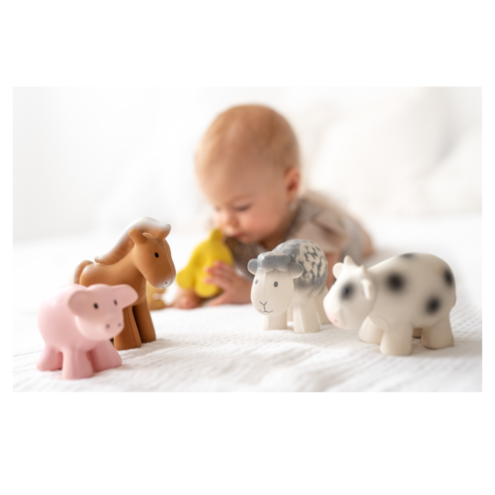Tikiri Set of 6 Tikiri Farm Rubber Rattle & Bath Toys