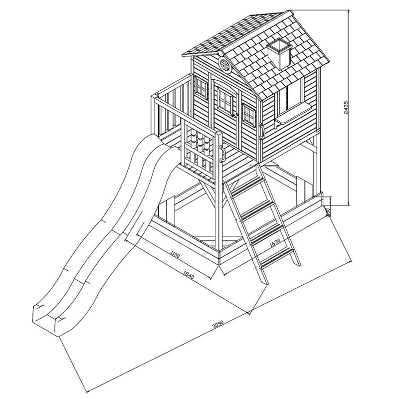 ALL 4 KIDS Aiden Huge Cubby House with Slide and Sand Pitch