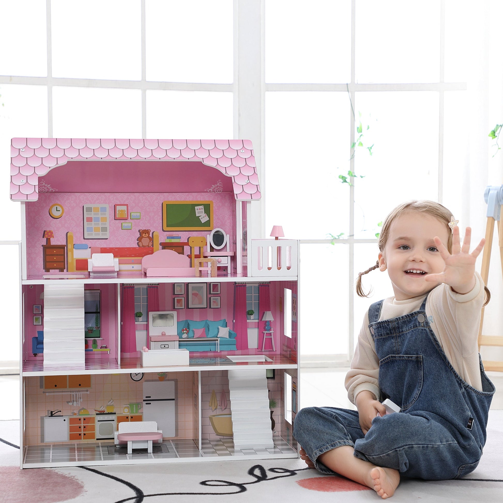 ALL 4 KIDS 3 Level Paisley Dollhouse with Furniture