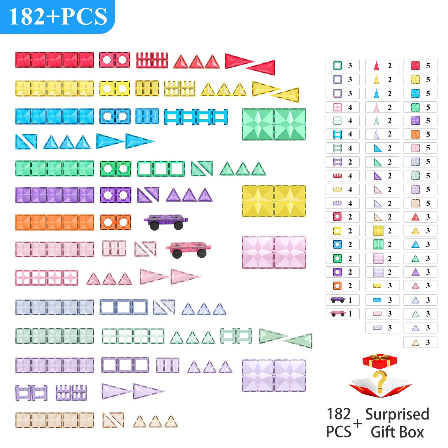 MNTL Classic Star Magnetic Tile 182 Pcs Set