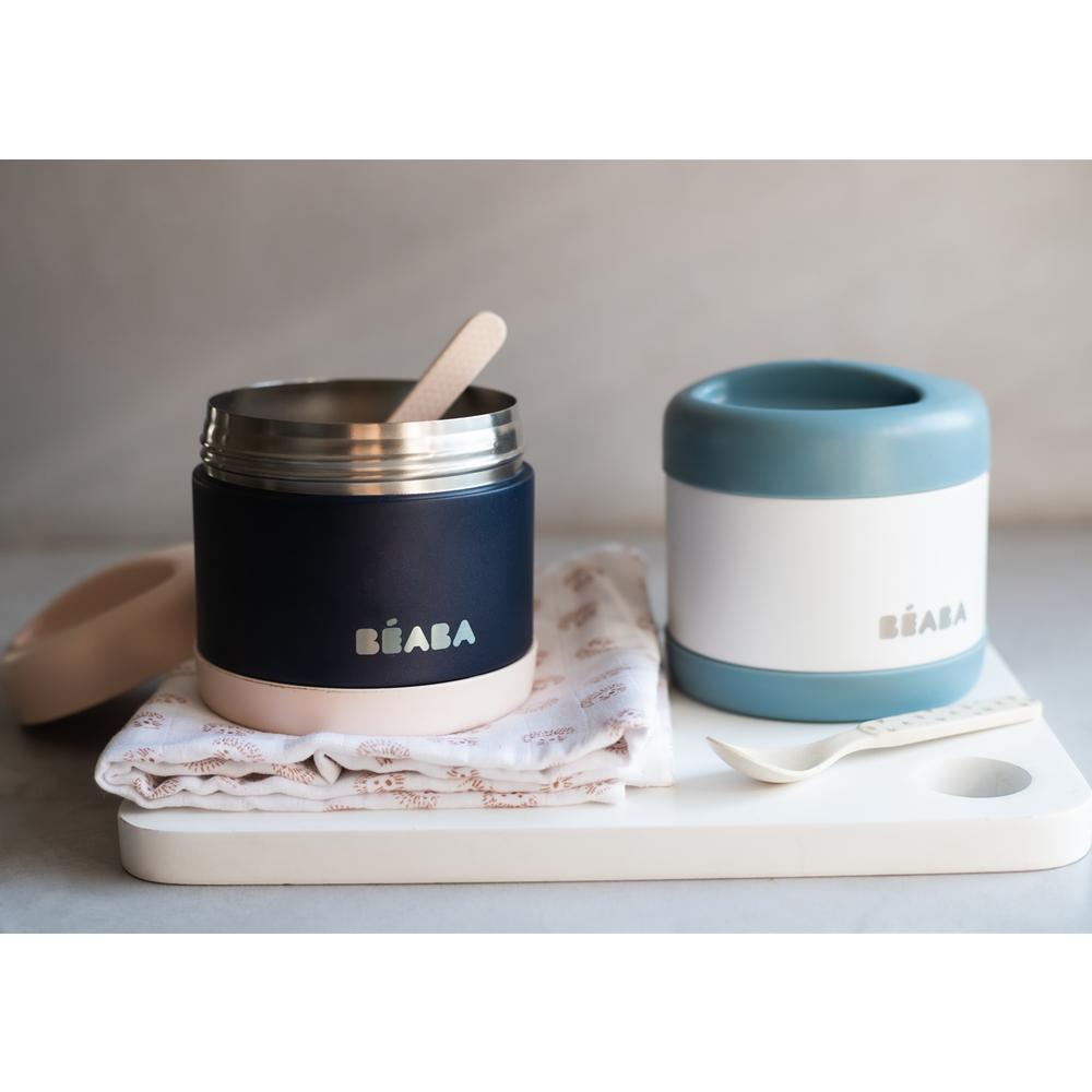 Beaba Stainless Steel Isothermal Portion 500ML - Baltic Blue / White