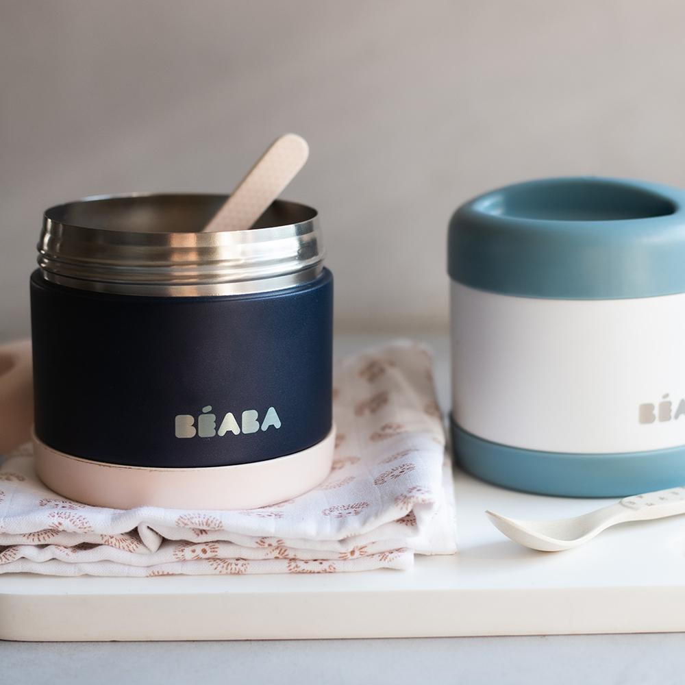 Beaba Stainless Steel Isothermal Portion 500ML - Light Pink/ Night Blue