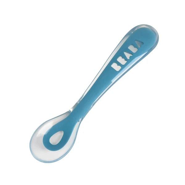 Beaba Silicone Suction Divided Plate & Spoon- Blue
