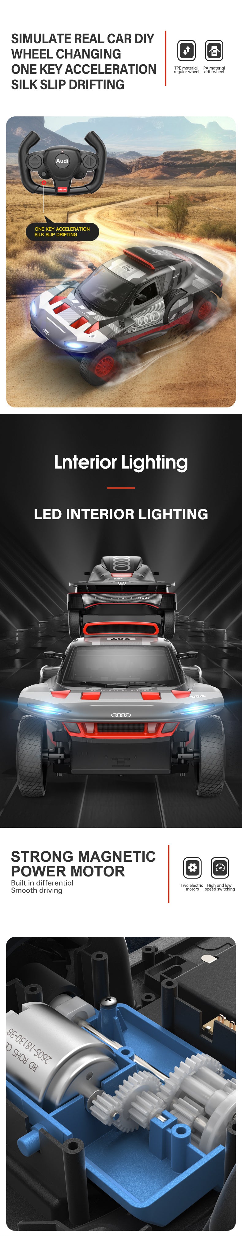 Rastar 1:14 Audi RS Q e-tron E2 Remote Control Car – Officially Licensed Dakar Rally Racer