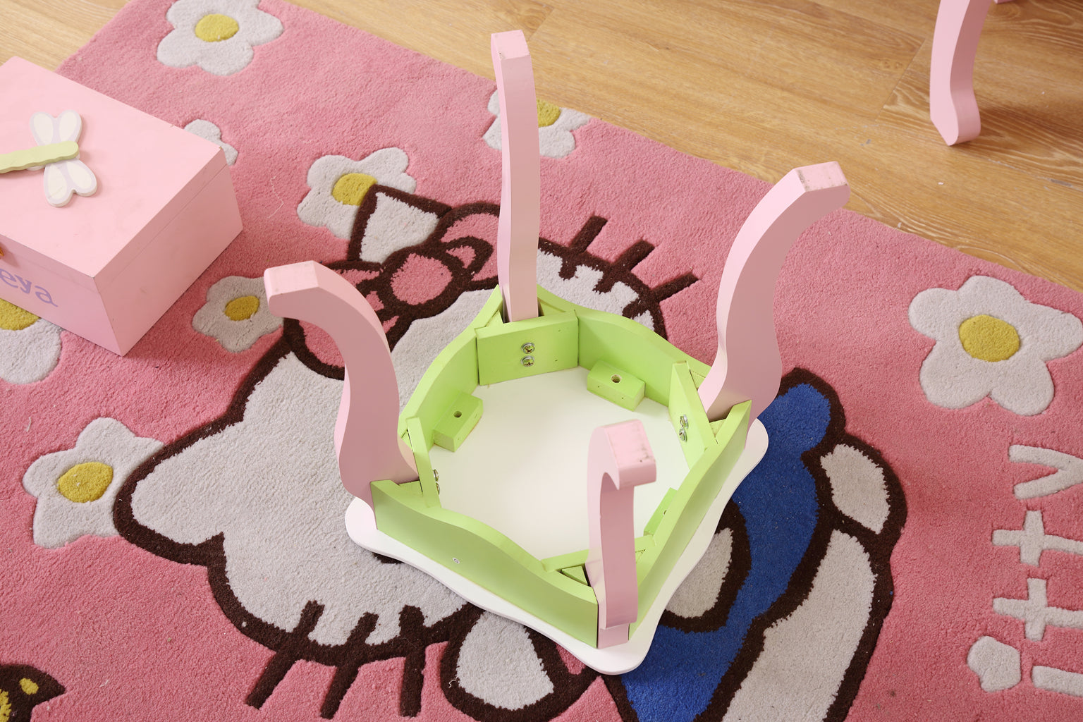 All 4 Kids Layla Girls Flower Vanity Set with Stool