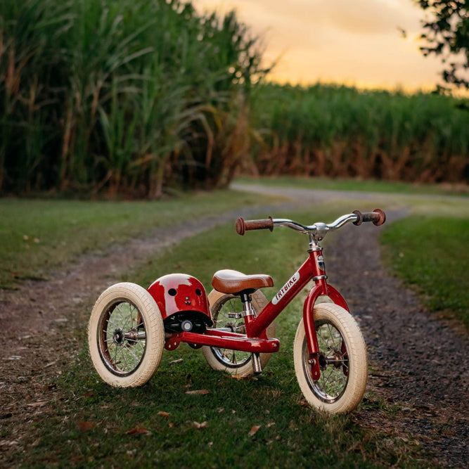 Trybike 2 in 1 Steel Balance Bike and Tricycle - Vintage Red