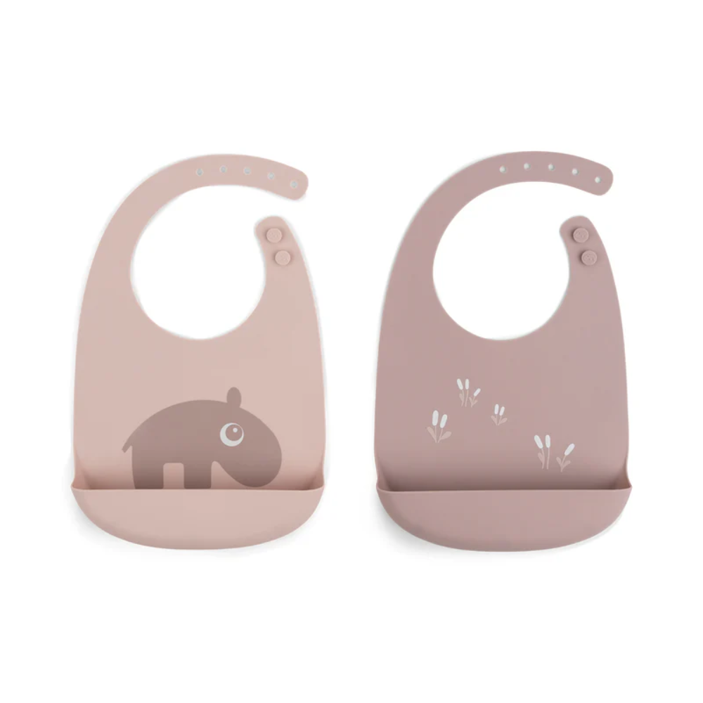 Done by Deer Silicone Bib 2 Pack- Powder