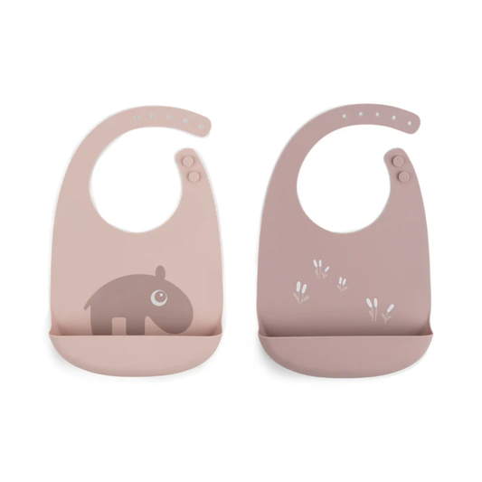 Done by Deer Silicone Bib 2 Pack- Powder