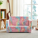 All 4 Kids Rainbow Unicorn Glow Flip-Out Double Couch