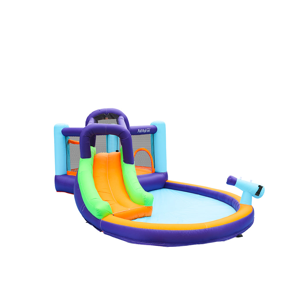 Air My Fun Purple Jumping Castle with Slide and Shooting Gun
