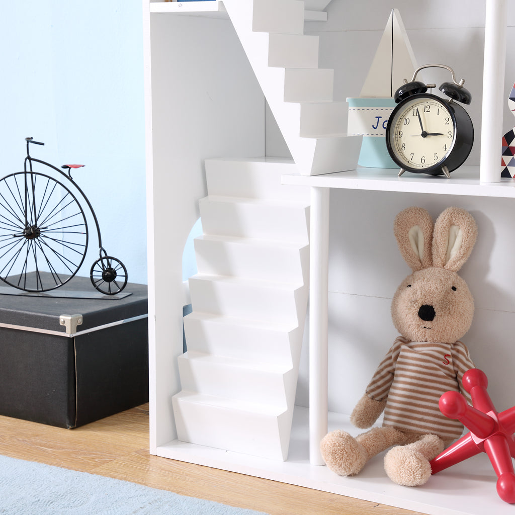 ALL 4 KIDS Ella White Dollhouse Bookcase Book Shelf Storage Unit