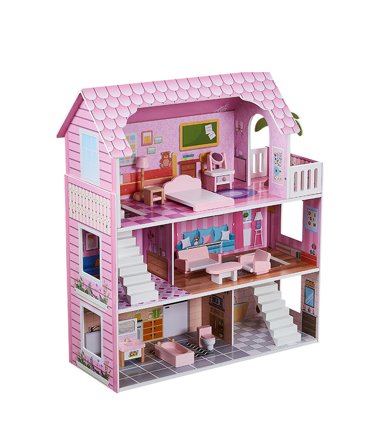 ALL 4 KIDS 3 Level Paisley Dollhouse with Furniture