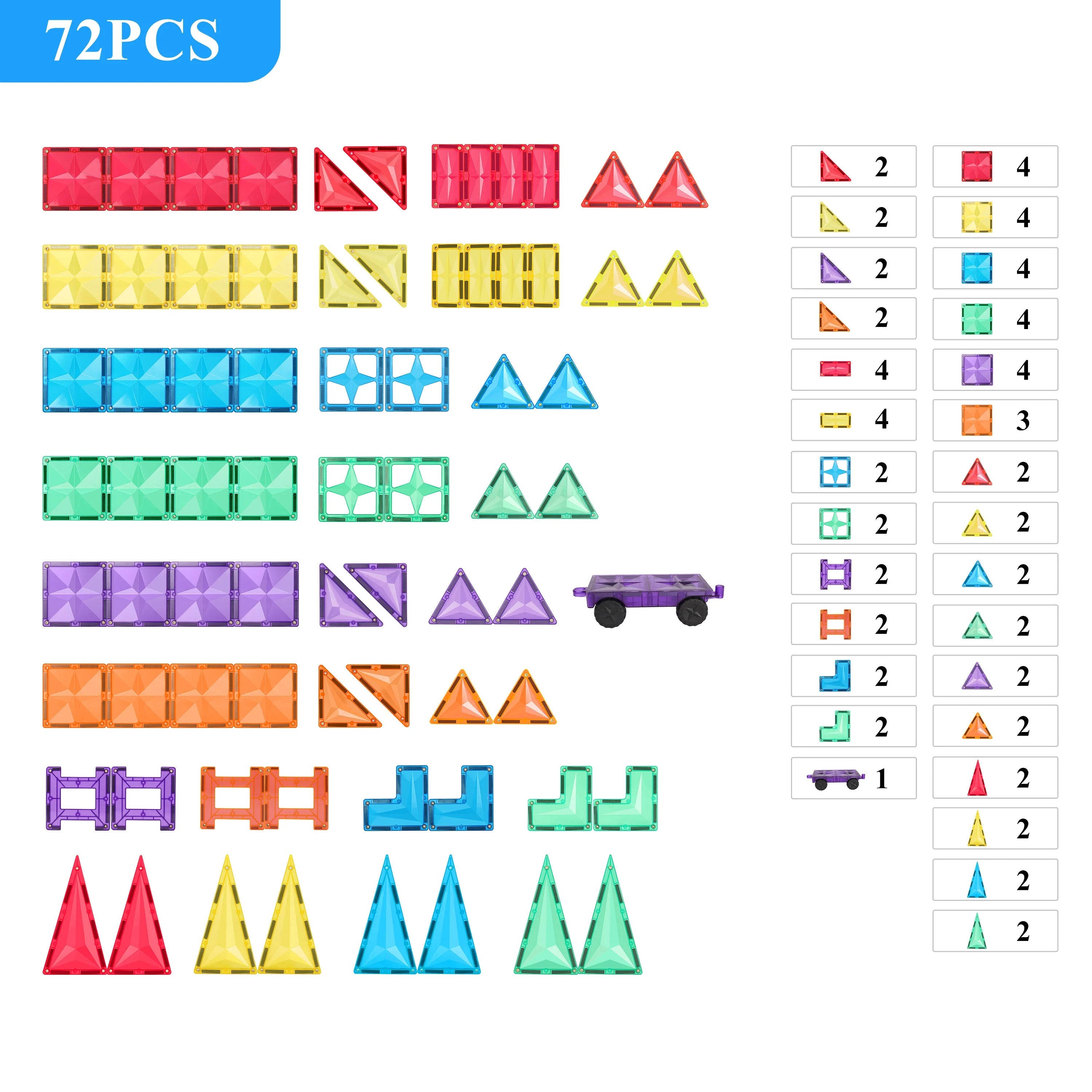 MNTL Classic Road Trip Magnetic Tile Set 72 Pcs