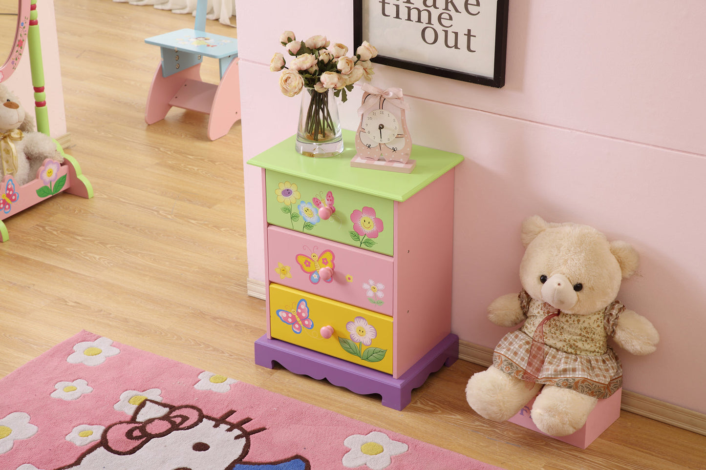 ALL 4 KIDS Olivia the Fairy Girl’s 3 Drawer Bedside Table