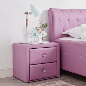 All 4 Kids Madelyn Pink PU Leather Bedside Table