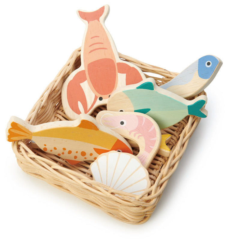 Tender Leaf Toys Pretend Seafood Basket
