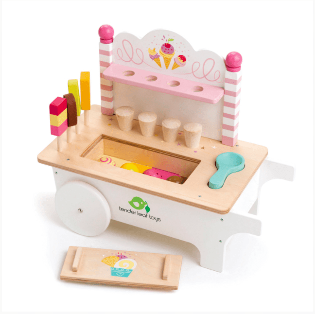 Tender Leaf Toys Pretend Push Along Ice Cream Cart