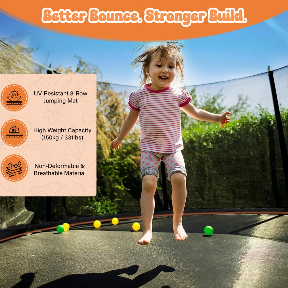 ALL 4 KIDS 8 FT Jump Zone Spring Trampoline with Basketball Board