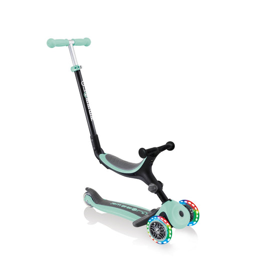 Globber GO UP Fold Plus Convertible Scooter with Light Up Wheels - Mint