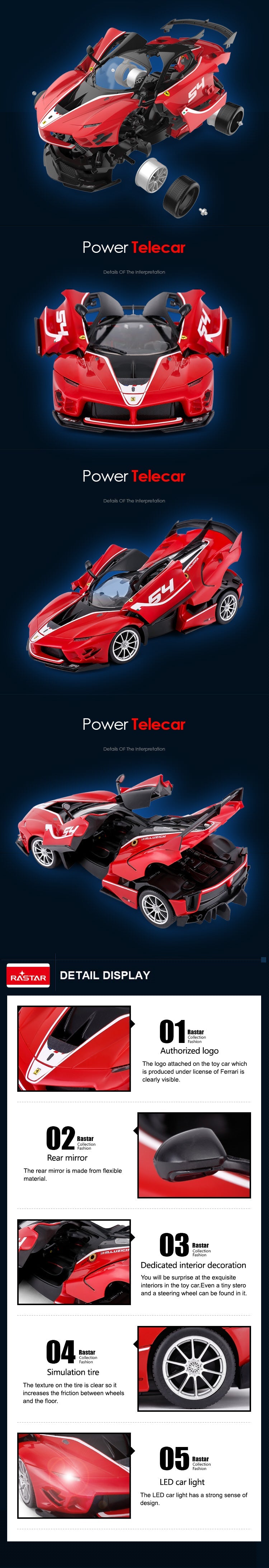Rastar Licensed 1:14 Radio Control Car - Ferrari LaFerrari