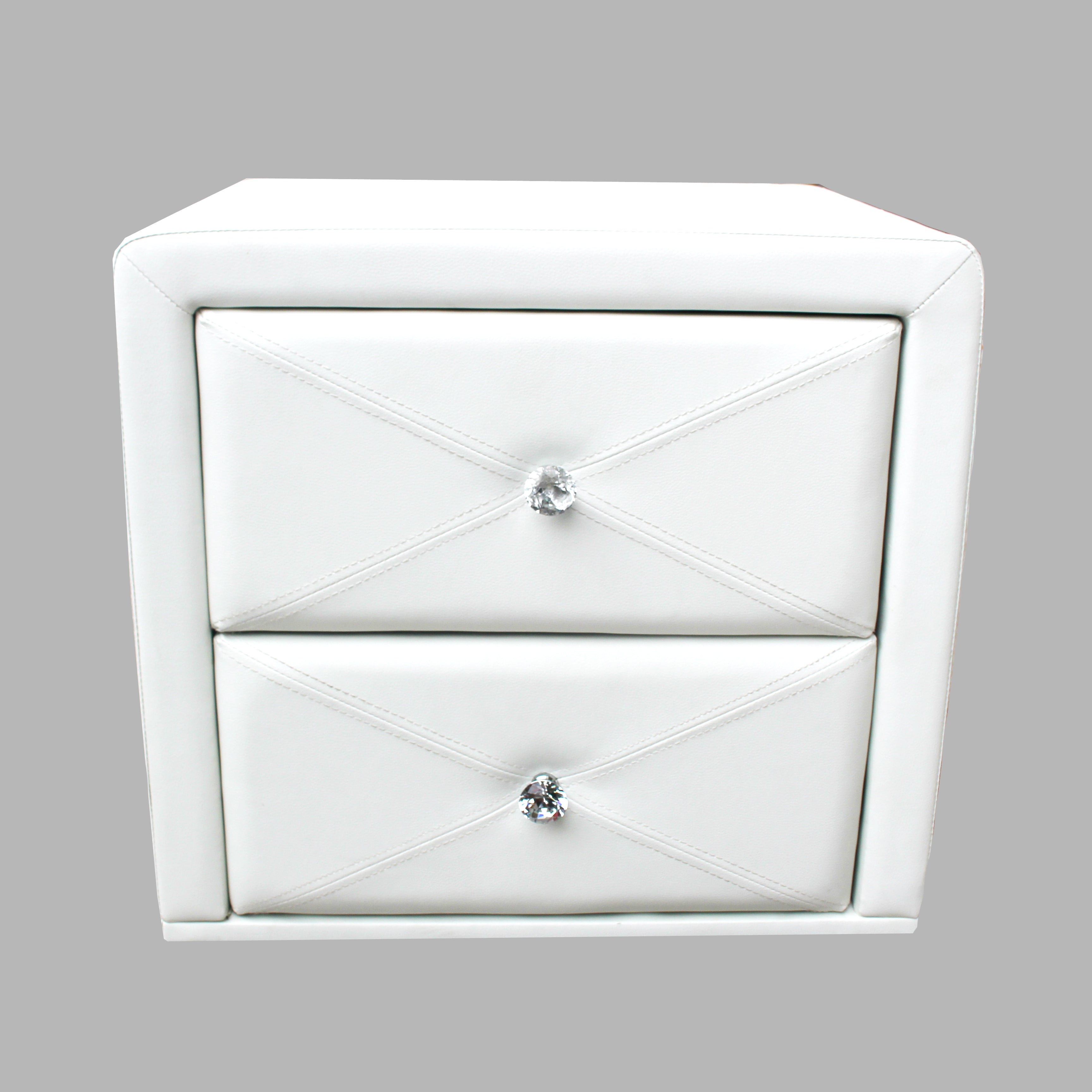 All 4 Kids Madelyn White PU Leather Bedside Table
