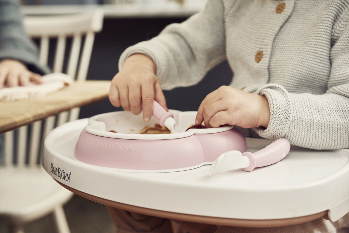 Babybjorn 2 Pack Baby Plate with Spoon and Fork - Powder Pink