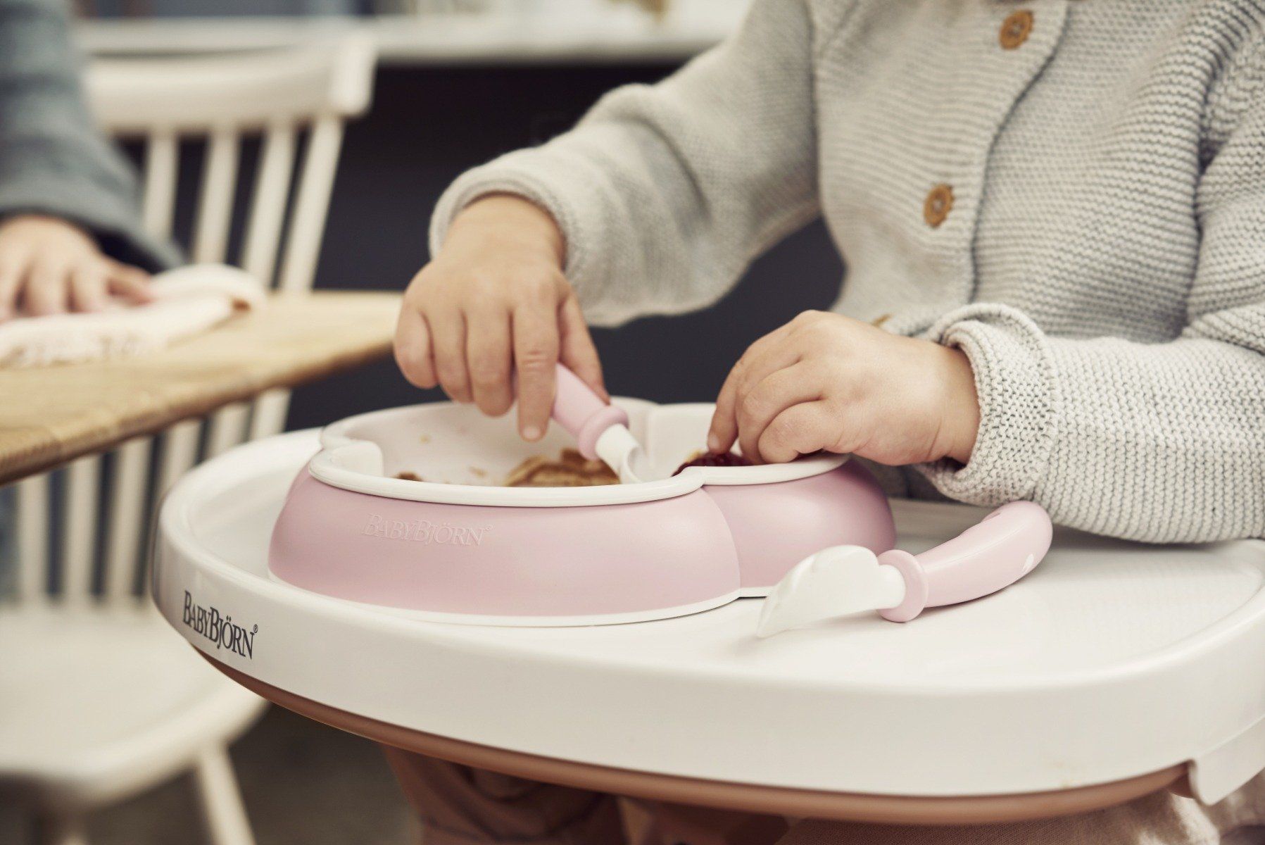 Babybjorn 2 Pack Baby Plate with Spoon and Fork - Powder Pink