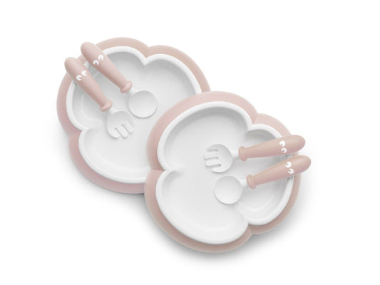 Babybjorn 2 Pack Baby Plate with Spoon and Fork - Powder Pink