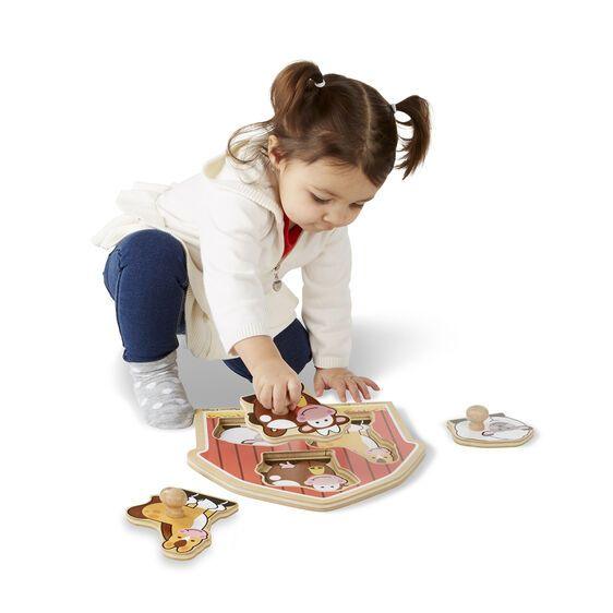 Melissa & Doug Barn Animals Knob Puzzle 3 Piece