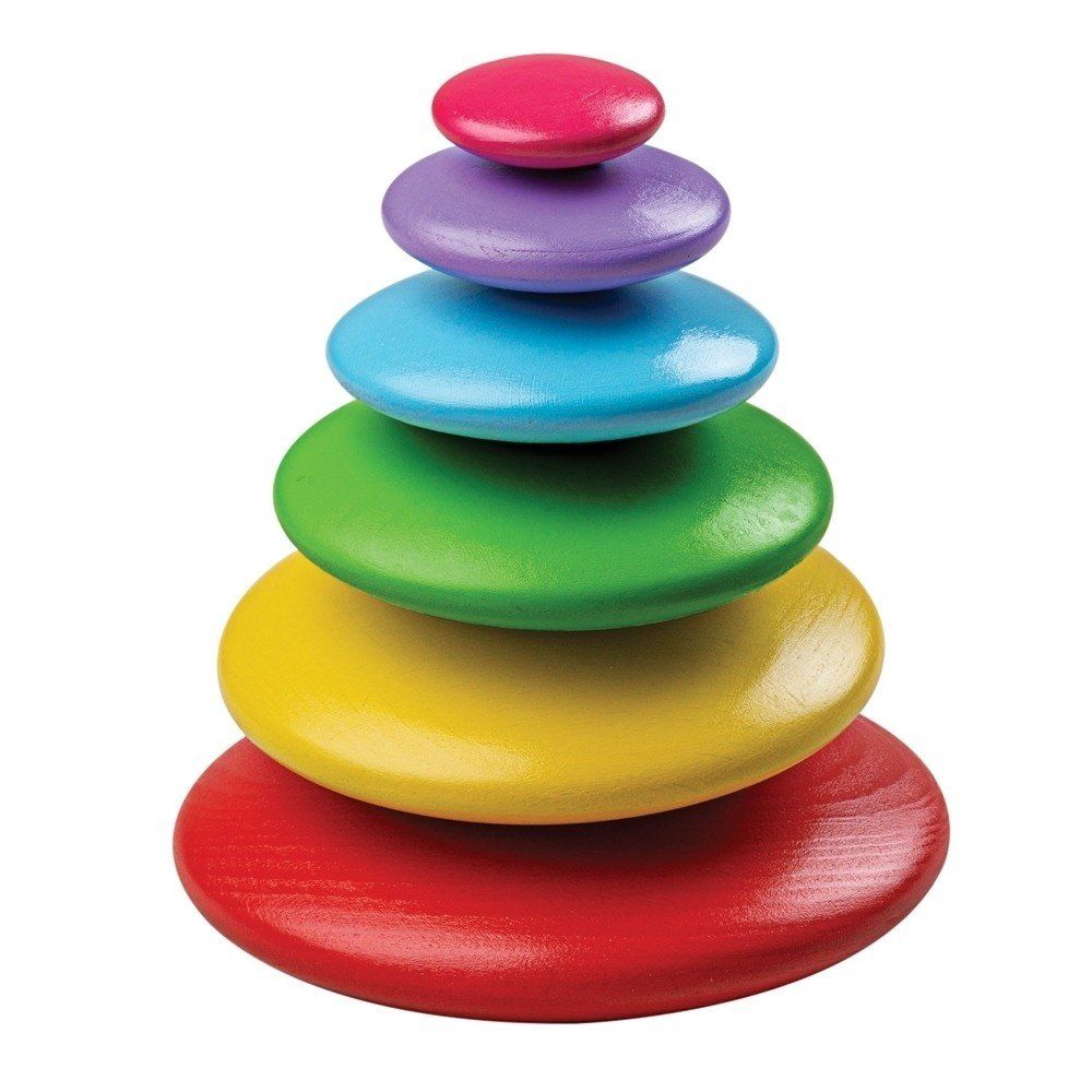 Bigjigs Toys Wooden Stacking Rainblow Pebbles