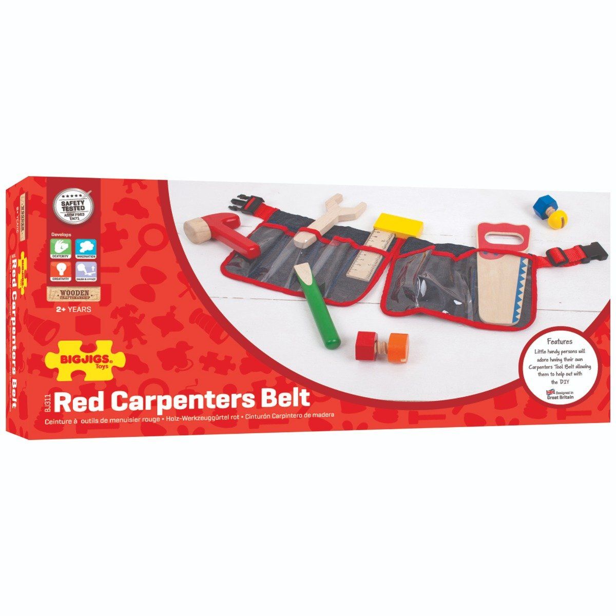 Bigjigs Toys Pretend Red Carpenters Belt