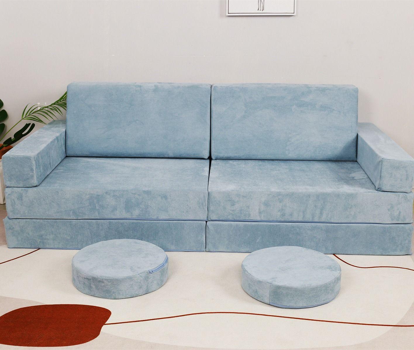 All 4 Kids Ethan 10 PCS Play Couch - Blue