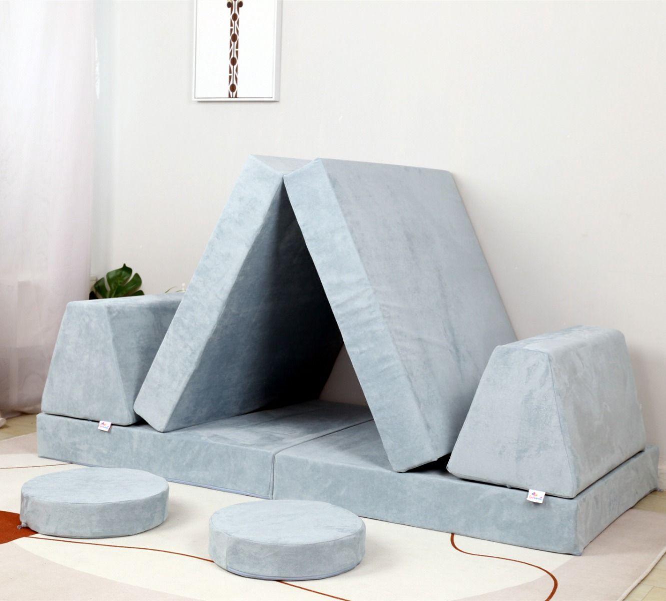 All 4 Kids Ethan 10 PCS Play Couch - Blue
