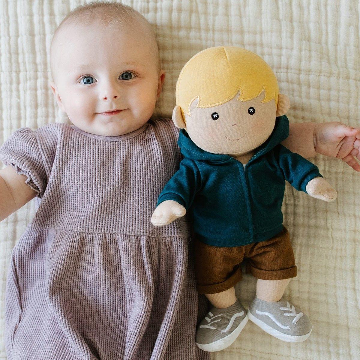 Apple Park Theo in Topaz Blue Organic Doll