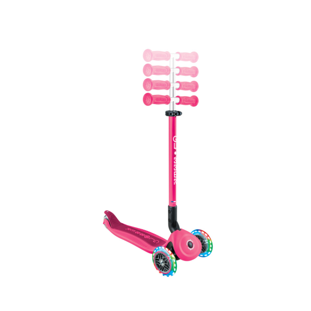 Globber GO UP ACTIVE Scooter with Lights - Fuchsia/ Dark Pink