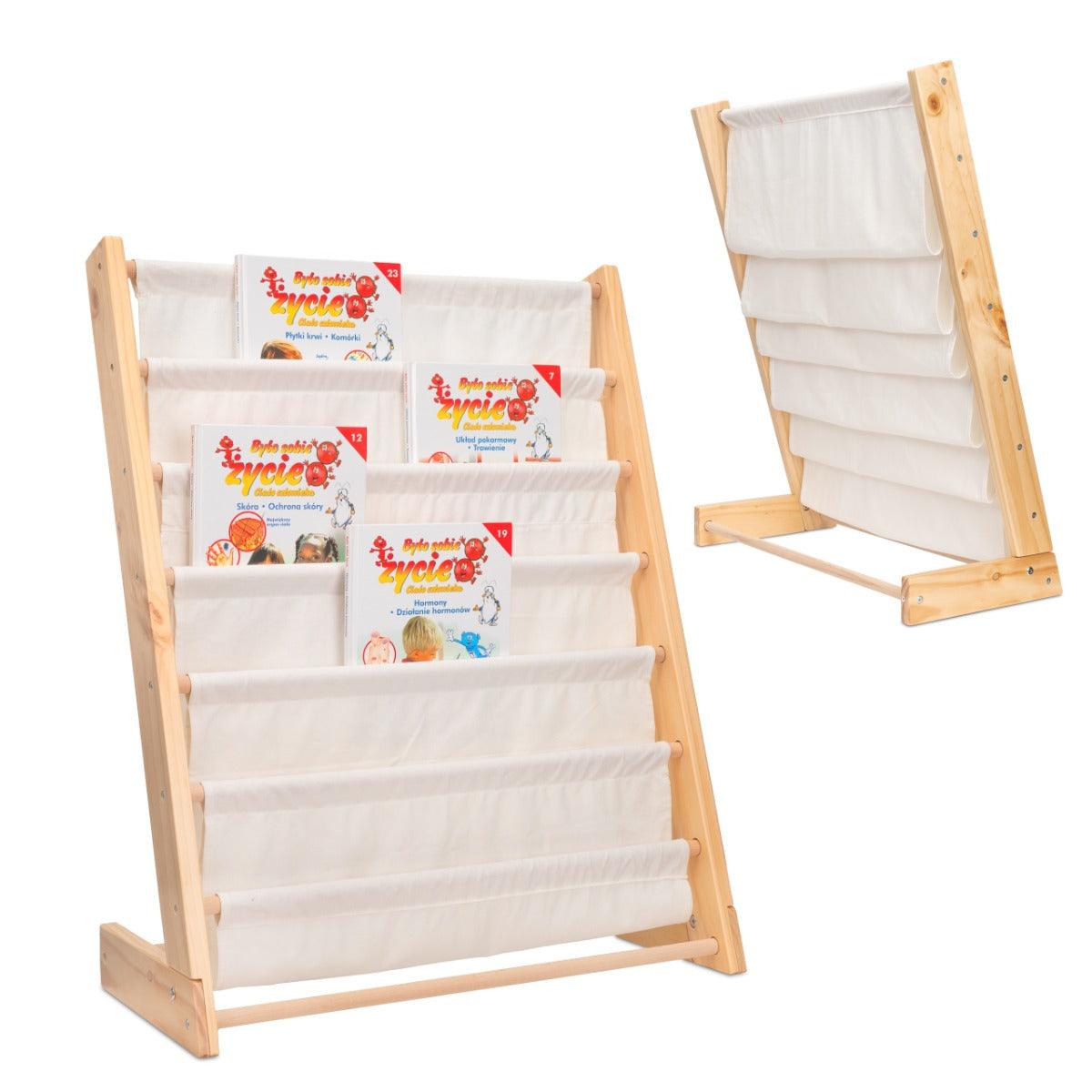 ALL 4 KIDS Henry White Kids Wooden Canvas Sling Magazine Bookcase