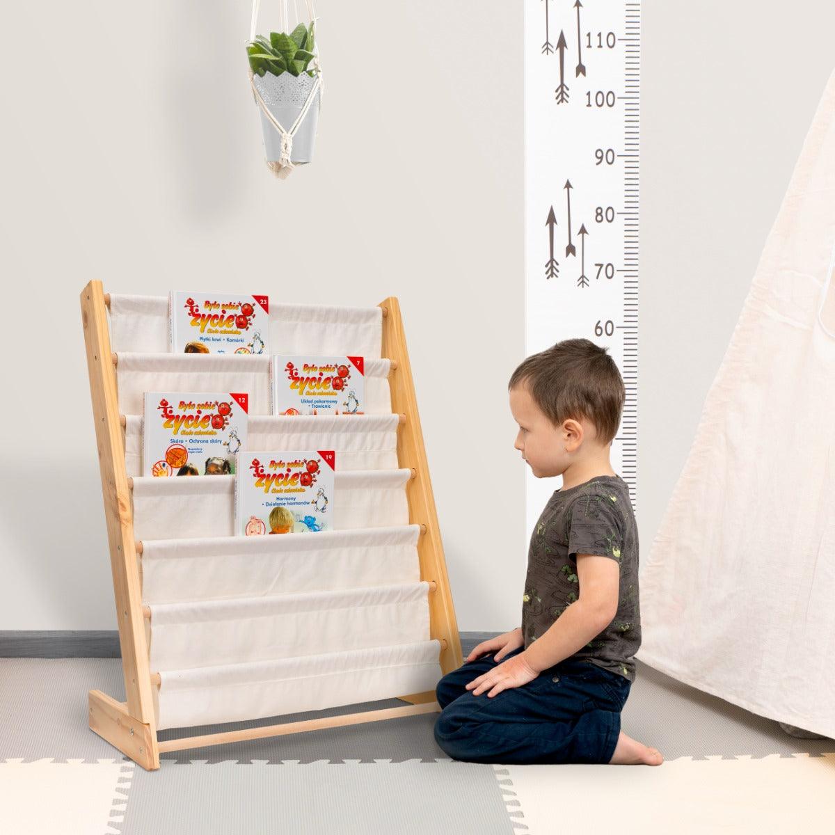 ALL 4 KIDS Henry White Kids Wooden Canvas Sling Magazine Bookcase