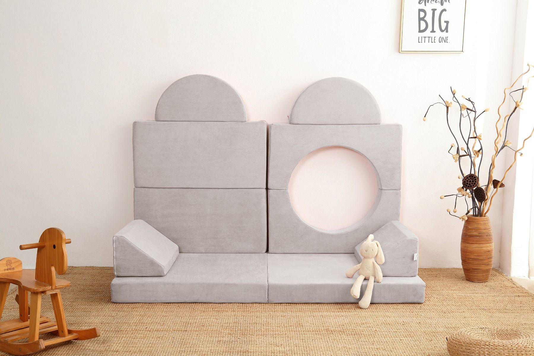 All 4 Kids Ollie 10 PCS Modular Play Couch Set - Cream