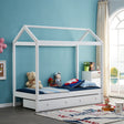 ALL 4 KIDS Layla White Wooden House Single Bed with Under Bed Storage