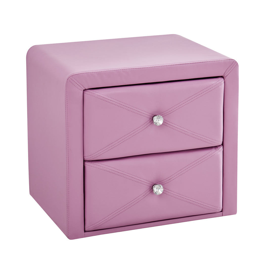 All 4 Kids Madelyn Pink PU Leather Bedside Table
