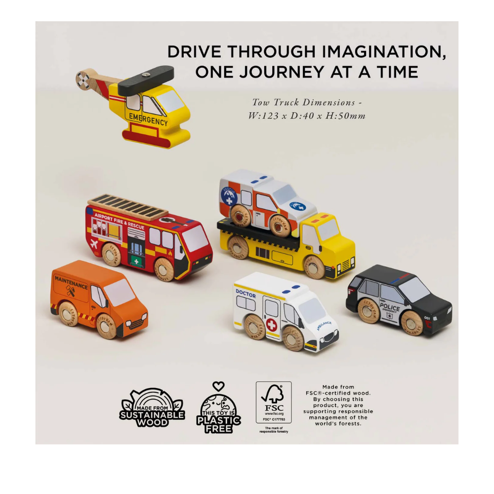 Le Toy Van Emergency Helicopter & Rescue Cars - 7 Piece