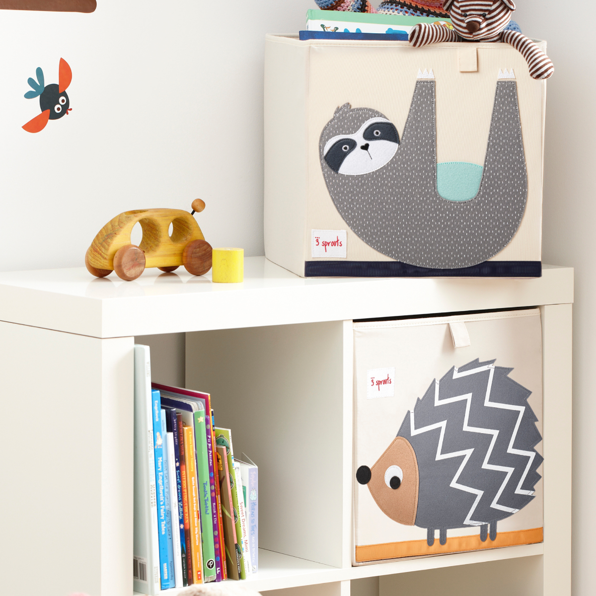 3 Sprouts Fabric Storage Box - Grey Sloth