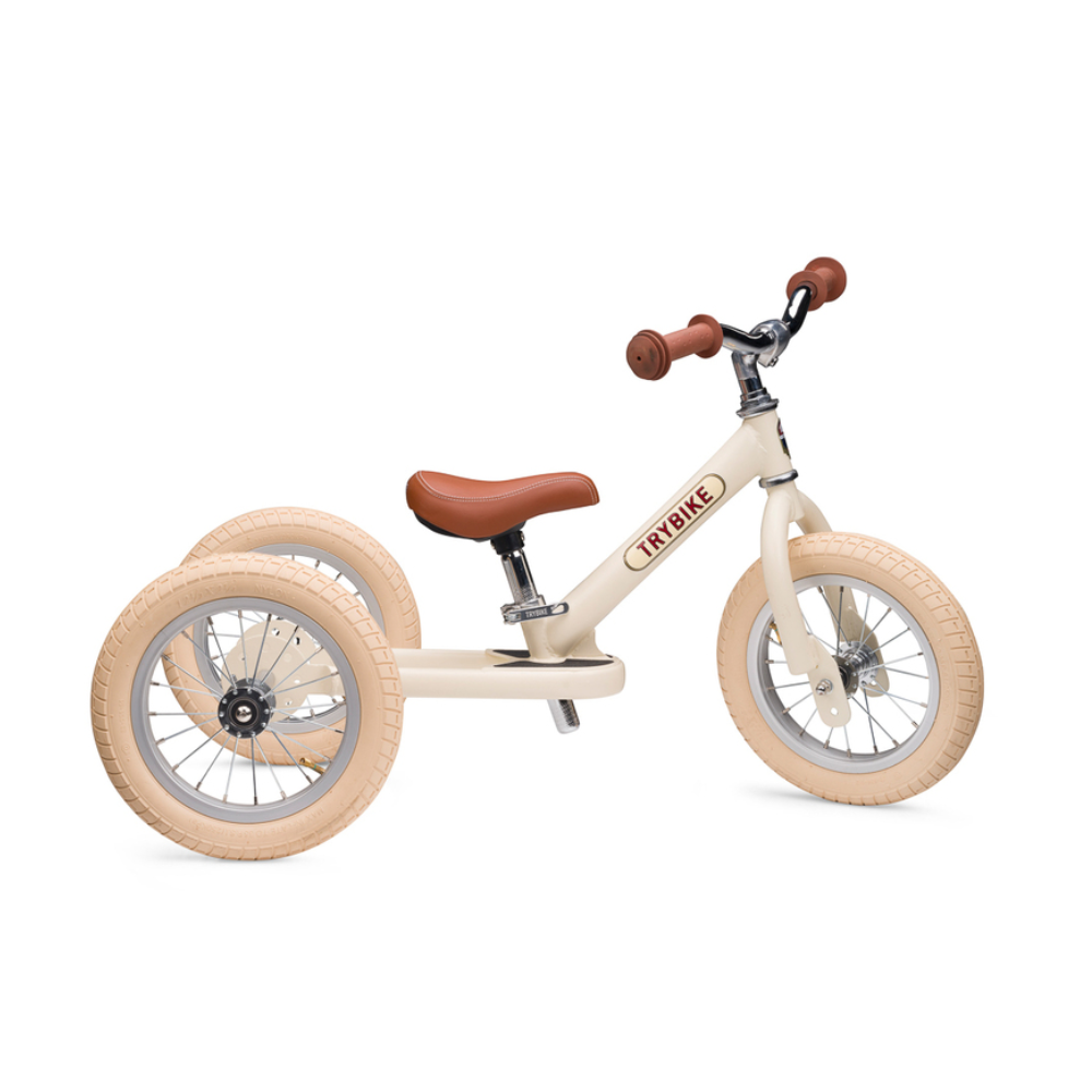 Trybike 2 in 1 Steel Balance Bike and Trike - Vintage Cream